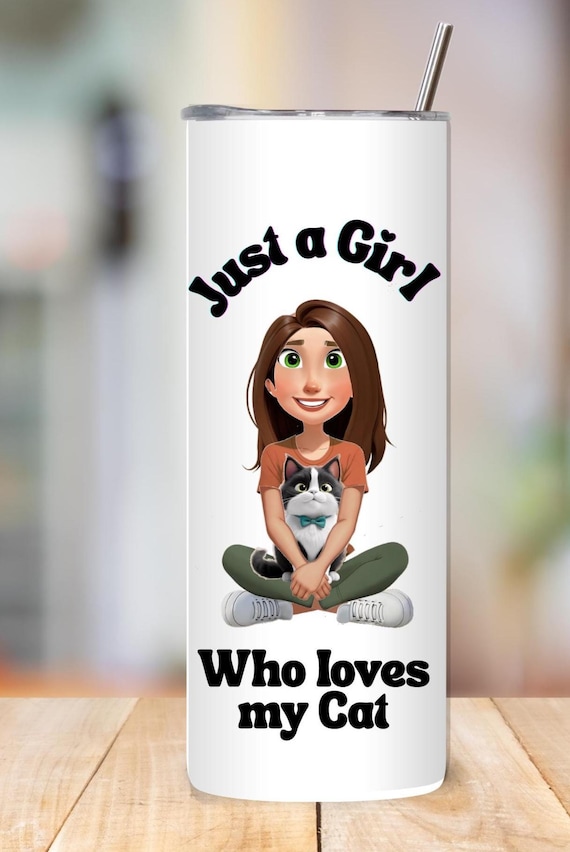 Girl and Cat Tumbler: Personalized Christmas Gift