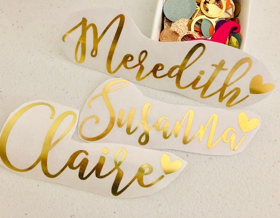 Name Decal Stickers: Gold Foil Bridesmaid Gift - Custom Vinyl