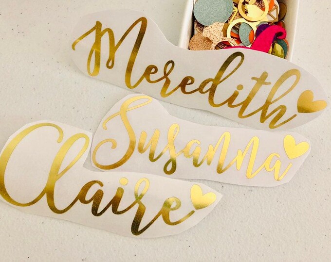 Name Decal Stickers: Gold Foil Bridesmaid Gift - Custom Vinyl
