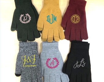 Monogram Gloves, Knit Touch Gloves, Affordable Best Friend Gift
