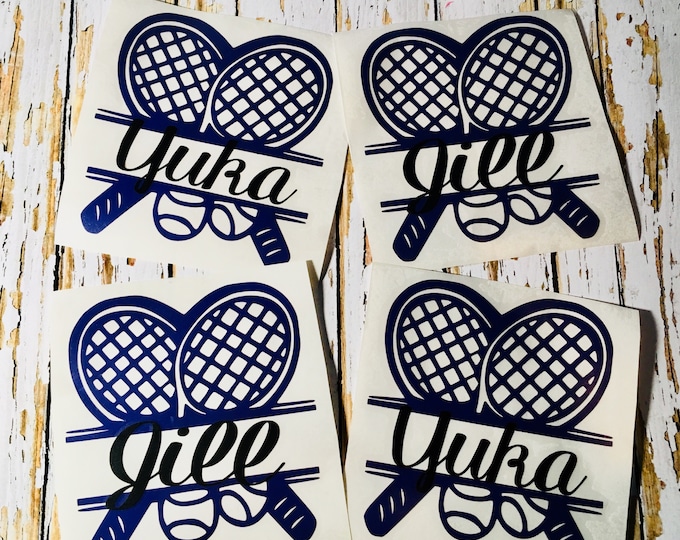 Personalized Tennis Racket Decal: Team Name Gift