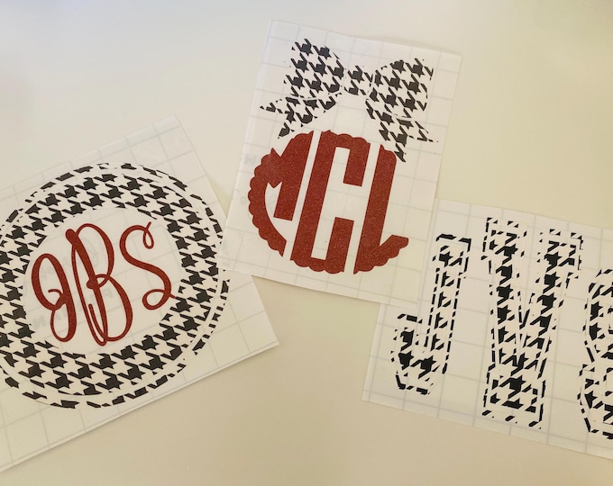 Houndstooth Monogram Decal, Apple or Initial, Teacher Gift