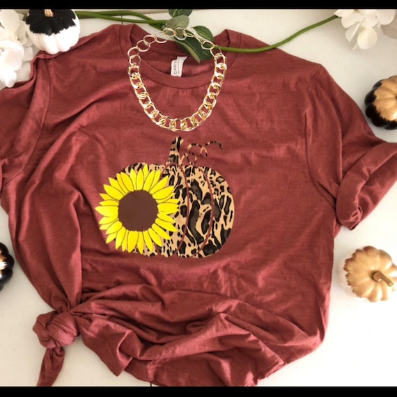 Leopard Pumpkin Sunflower tshirt, Pumpkin Picking Tee, Fall Shirts for Womens, Gifts