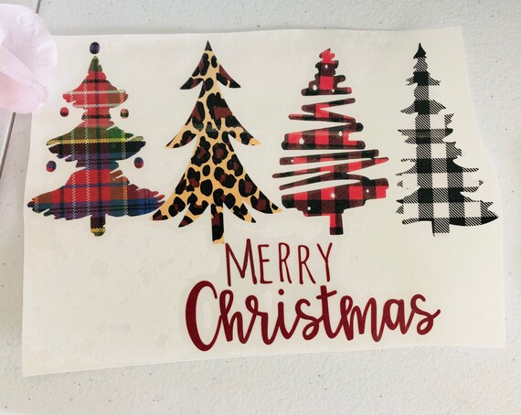 Christmas Tree Decal: Plaid & Leopard Print Holiday Decor (Indoor/Outdoor)