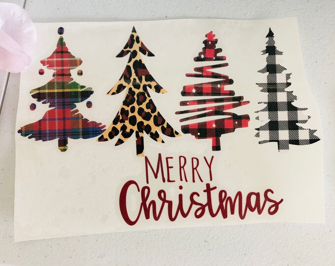Christmas Tree Decal: Plaid & Leopard Print Holiday Decor (Indoor/Outdoor)