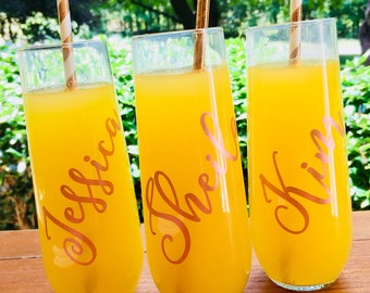 Stemless Wine Flutes, Brunch Bridal Shower Champagne flutes, Bridesmaid Gift, Gifts