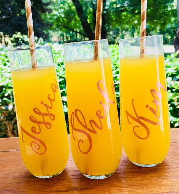 Stemless Wine Flutes, Brunch Bridal Shower Champagne flutes, Bridesmaid Gift, Gifts