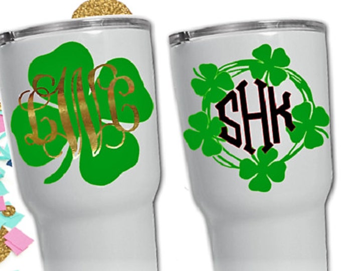 Saint Patrick's Day Shamrock decal for party cups, St Paddys day decor, Personalized Gifts