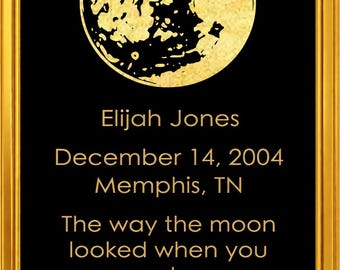 Personalized Moon Phase Foil Print | Custom Lunar Phase Art | Birthday Gift | Night Sky Print | Date & Location Gift (Unframed)