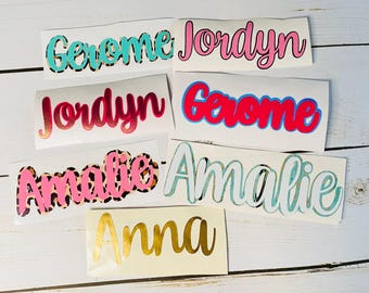 Layered Vinyl Name Decals, Personalized Locker Stickers (Multiple Sizes)