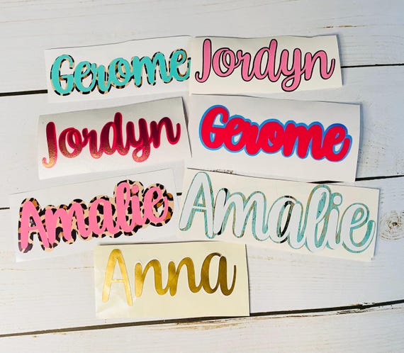 Layered Vinyl Name Decals, Personalized Locker Stickers (Multiple Sizes)