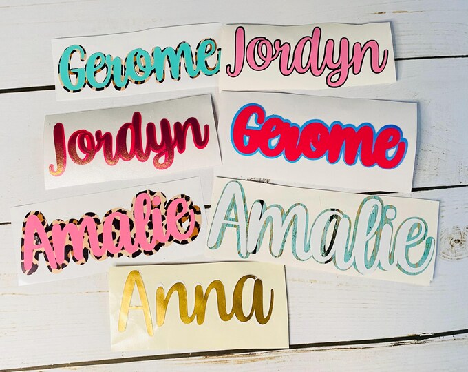 Layered Vinyl Name Decals, Personalized Locker Stickers (Multiple Sizes)