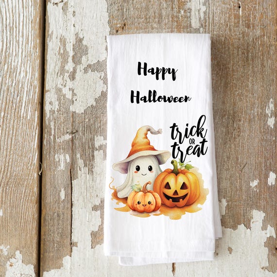Halloween Towel, Dancing Skeletons, Trick or Treat, Funny Kitchen Towel