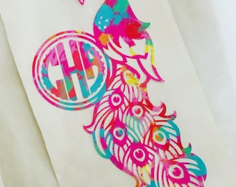 Peacock Feather Decal: Opalescent Vinyl Sticker (Multiple Sizes)