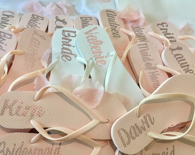 Pale Pink Bridal party flip flops