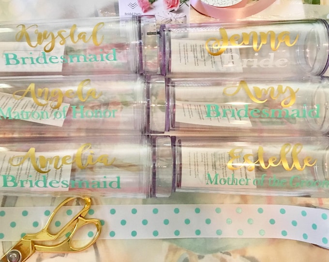 Set of 9 Bridesmaid Tumblers Personalized, Gifts