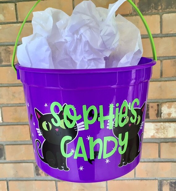 Halloween bucket Name labels, Vinyl decal for Trick or treat bucket, Gifts