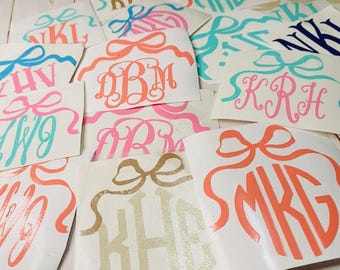 Sorority Monogram Decal: Coquette Bow Initials