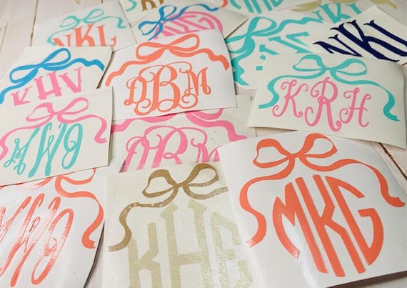 Sorority Monogram Decal: Coquette Bow Initials