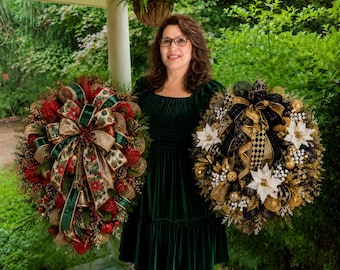 Handcrafted Holiday Swag Wreath, Christmas Fall Halloween Decor