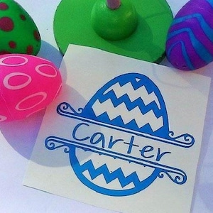Easter Basket Decal: Personalized Monogram Egg Sticker (Vinyl)
