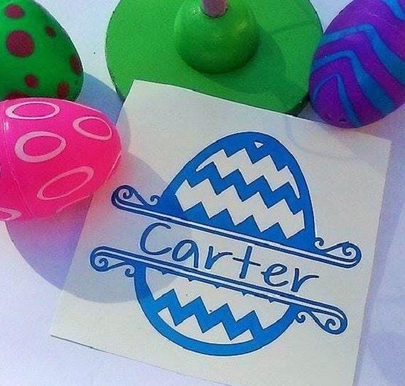 Easter Basket Decal: Personalized Monogram Egg Sticker (Vinyl)
