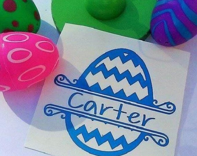 Easter Basket Decal: Personalized Monogram Egg Sticker (Vinyl)