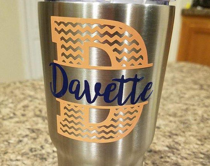 Personalized Vinyl Name Decals - Chevron Style for Tumblers