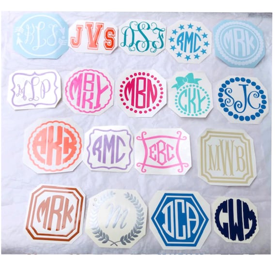 Monogram Frame Vinyl Decal: Car Window Sticker, Nursery Decor