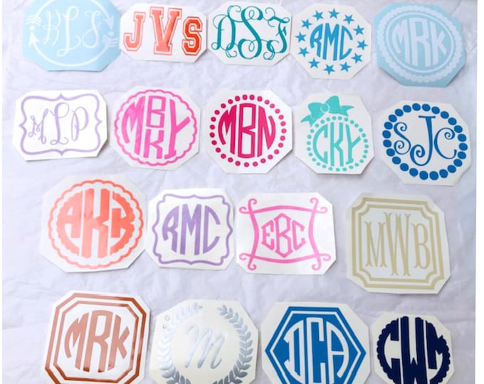 Monogram Frame Vinyl Decal: Car Window Sticker, Nursery Decor