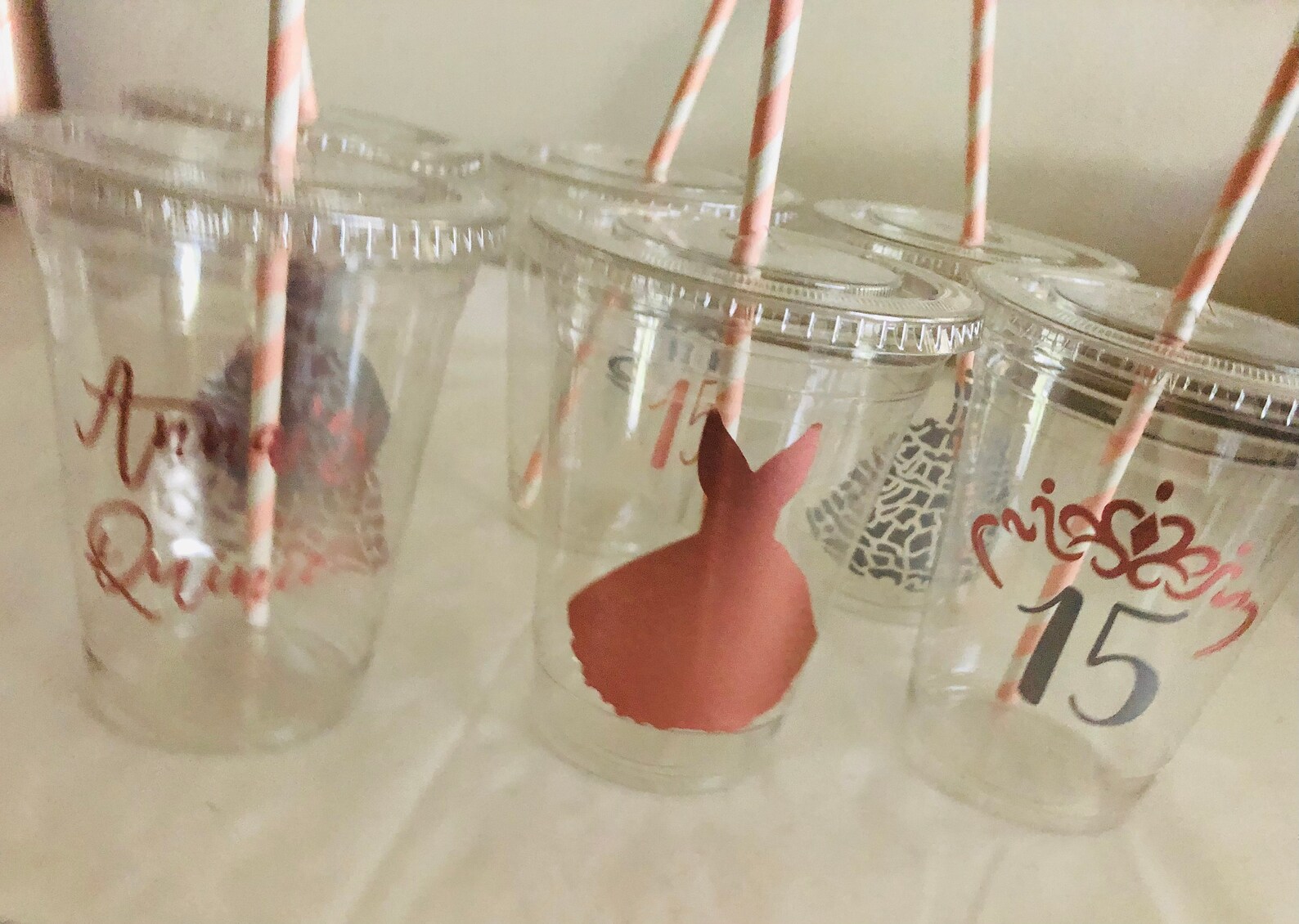Quinceanera Party Cups Set of Plastic Cups With Straws Etsy