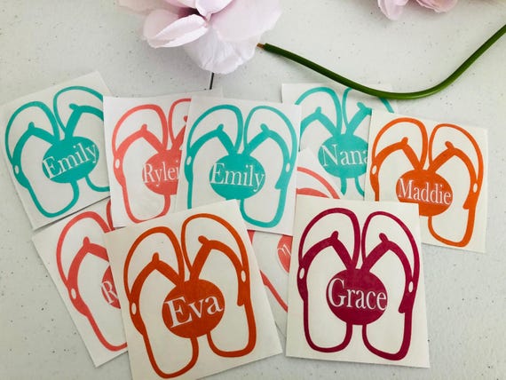 Personalized Flip Flop Decal - Custom Monogram for Car or Cup