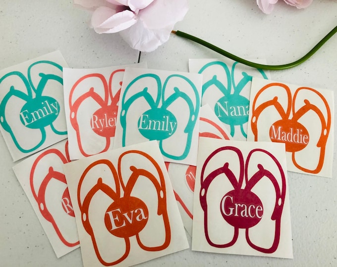 Personalized Flip Flop Decal - Custom Monogram for Car or Cup