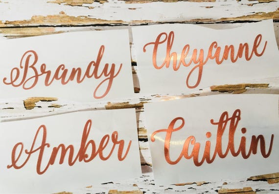 Name Label Decal: Rose Gold Vinyl for Bridesmaid Proposals (Personalized)