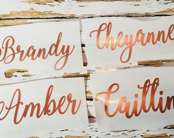 Name Label Decal: Rose Gold Vinyl for Bridesmaid Proposals (Personalized)