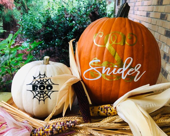 Personalized Pumpkin Vinyl Decal: Halloween Door or Porch Decor