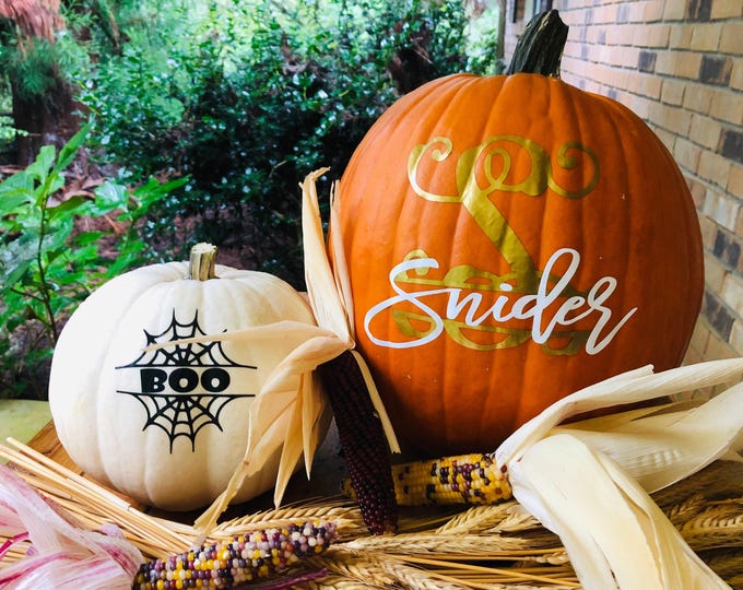 Personalized Pumpkin Vinyl Decal: Halloween Door or Porch Decor