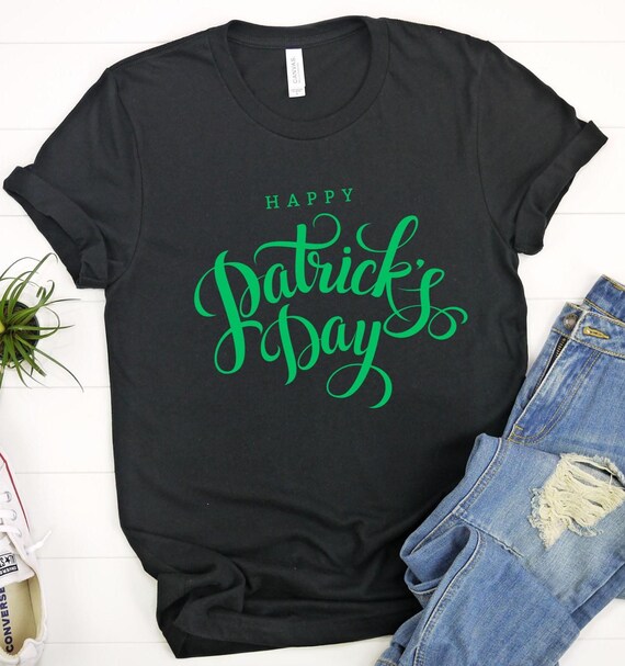 St Patricks Day T-Shirt, Green Cursive Lettering, Unisex Tee