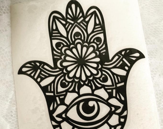 Hamsa Hand Vinyl Decal, Mandala Style (Car, Cup, or Tumbler)