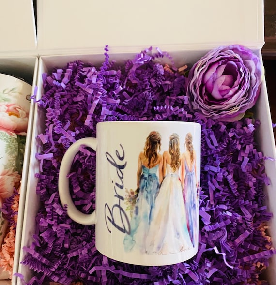 Bride Mug: Bridal Party Gift, Lavender Floral Design