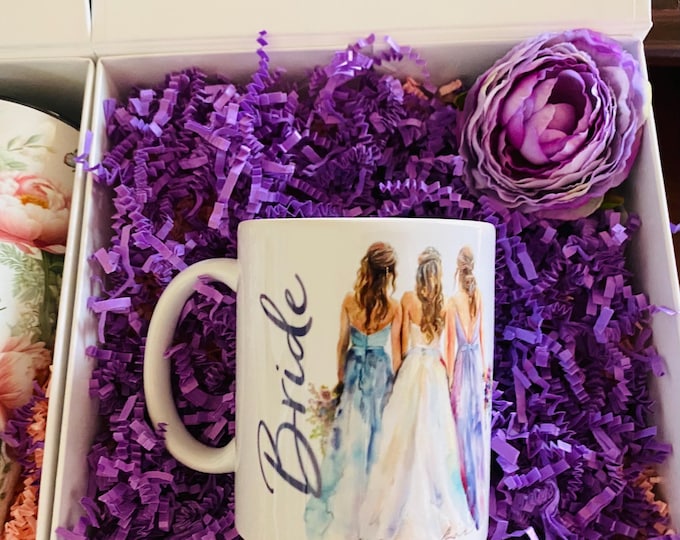 Bride Mug: Bridal Party Gift, Lavender Floral Design