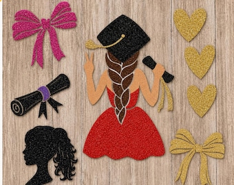 Iron on Patches for Senior Class of 2027, Girl silhoutte design Graduation Cap, Diploma