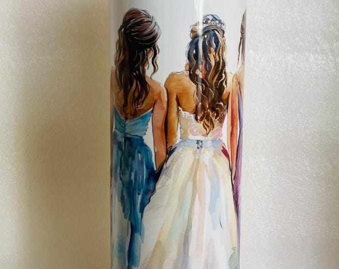 Bride Watercolor Stainless Steel Tumbler, Bridesmaid Gift
