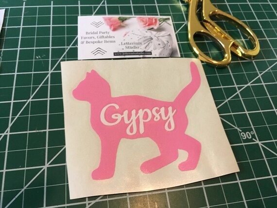 Custom Cat Name Decal, Vinyl Sticker for Cup