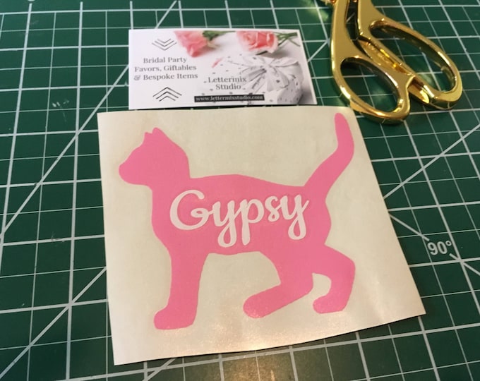 Custom Cat Name Decal, Vinyl Sticker for Cup