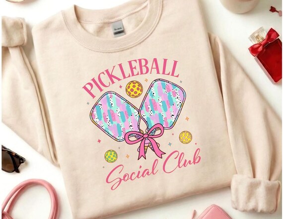 Pickleball Social Club Crewneck Sweatshirt, Cozy Cotton Blend