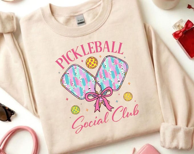 Pickleball Social Club Crewneck Sweatshirt, Cozy Cotton Blend