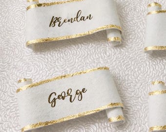 Scroll Guest name Cards – Calligraphy Guest Seating Tags – Handmade paper