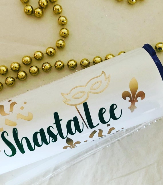 Fat Tuesday Cup, Mardi Gras Tumbler, Personalized Stainless Steel Tumblers, Gifts