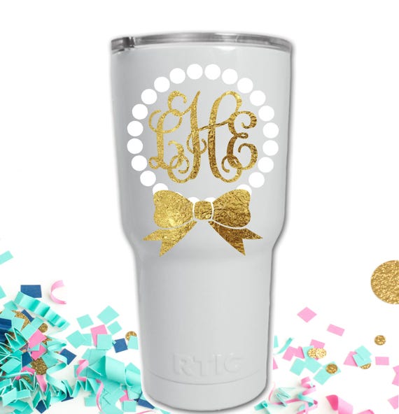 Sorority Monogram Decal: Pearls and Bows - Custom Colors Decal only